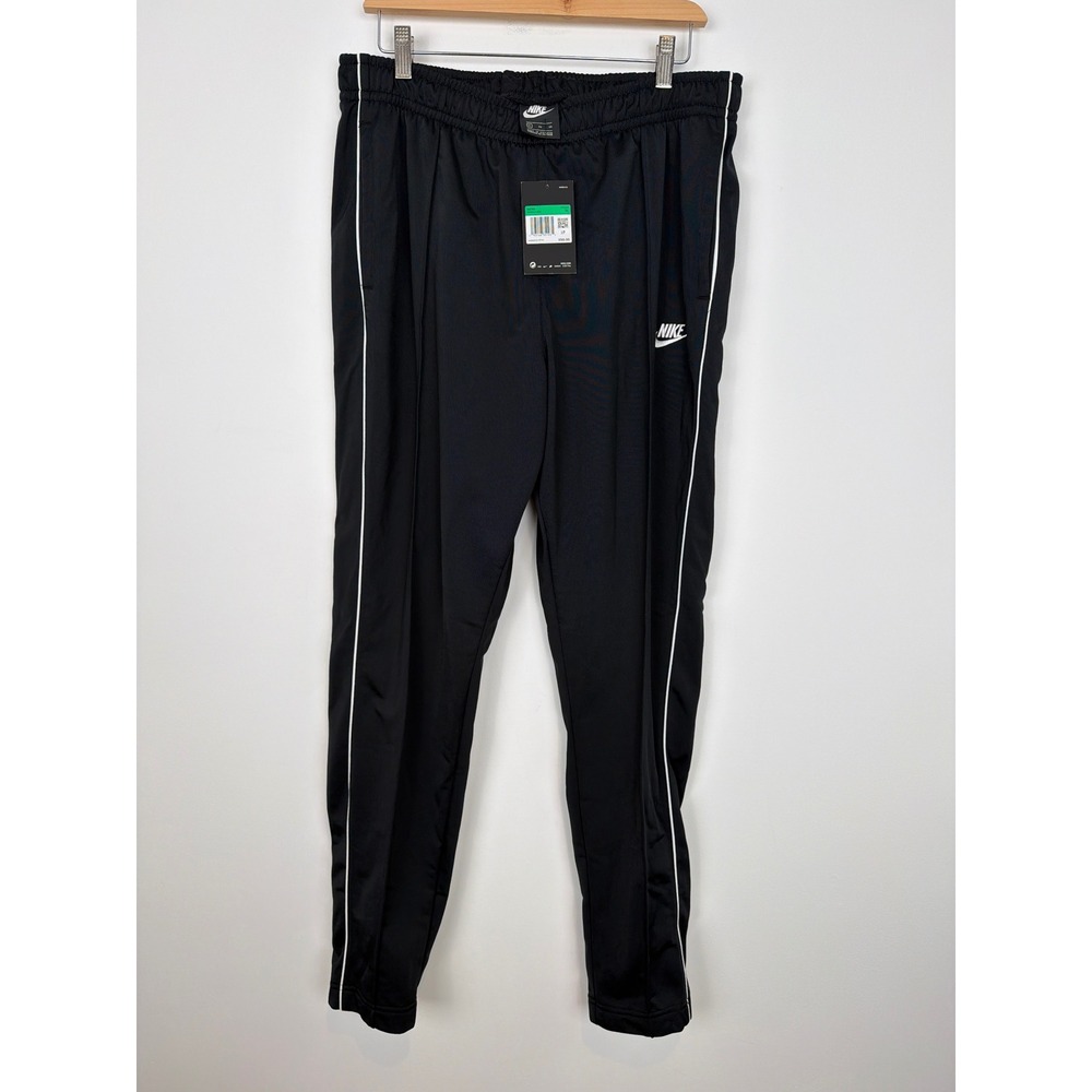 NWT Men's Nike Sportswear Track Pants XL Black White Piping Athleisure Pockets